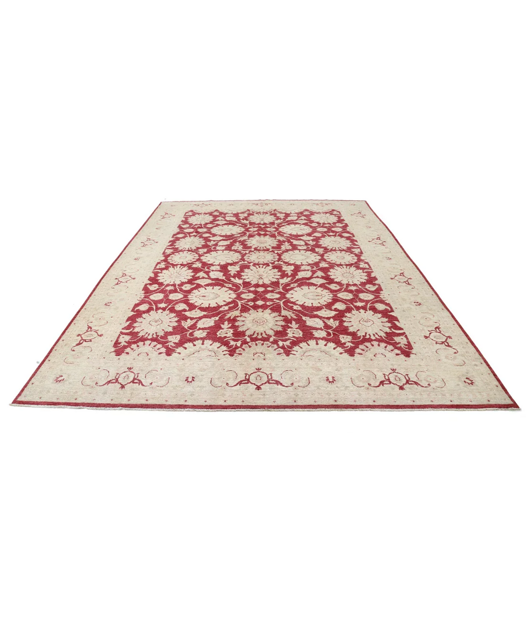 Ivory Afghan Ziegler Rug 9' 0" x 11' 11" Hand-Knotted pattern