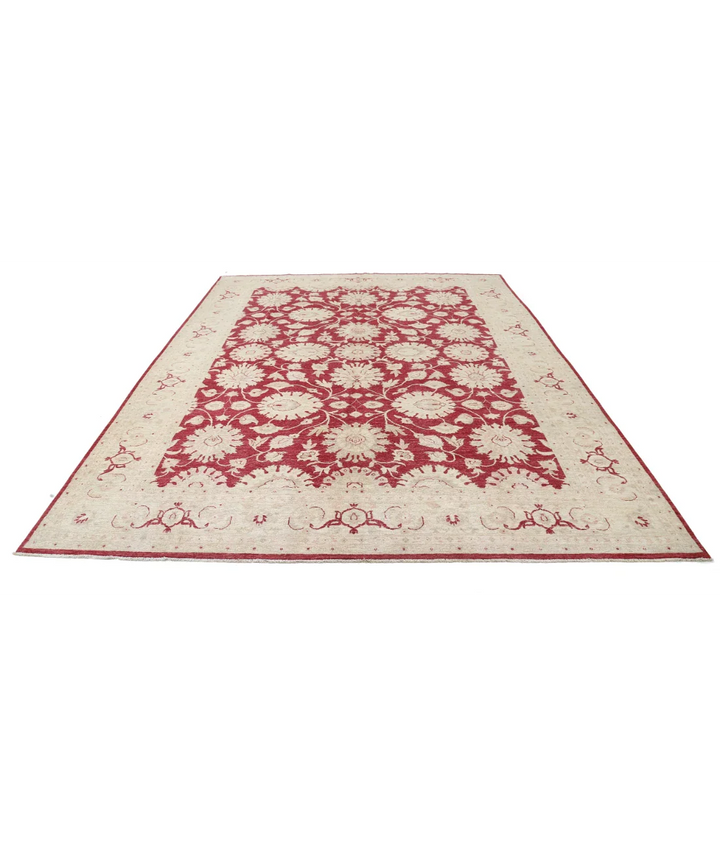Ivory Afghan Ziegler Rug 9' 0" x 11' 11" Hand-Knotted pattern
