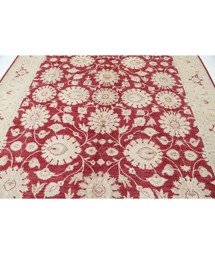 Ivory Afghan Ziegler Rug 9' 0" x 11' 11" Hand-Knotted close-up