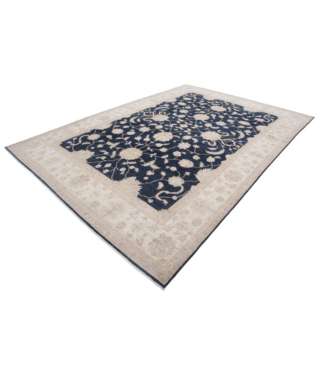 Black Afghan Ziegler Rug 8' 10" x 12' 10" Hand-Knotted border