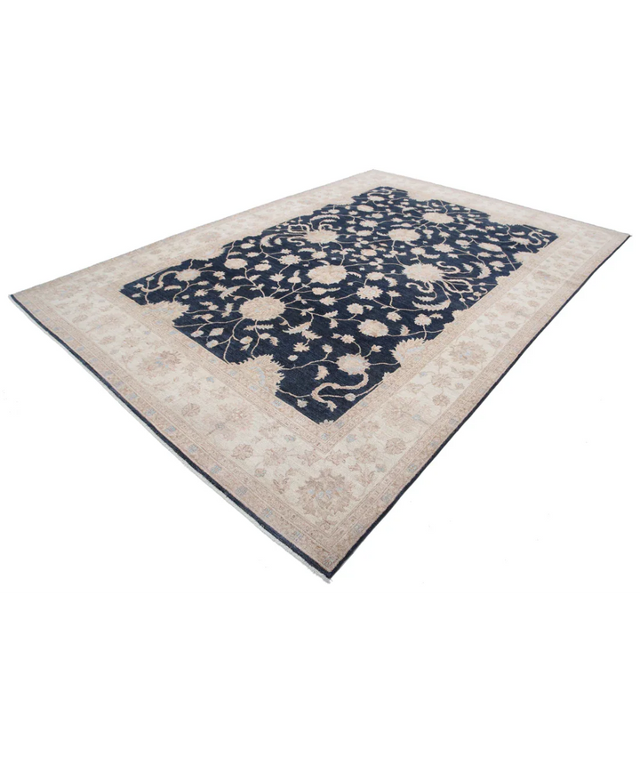 Black Afghan Ziegler Rug 8' 10" x 12' 10" Hand-Knotted border