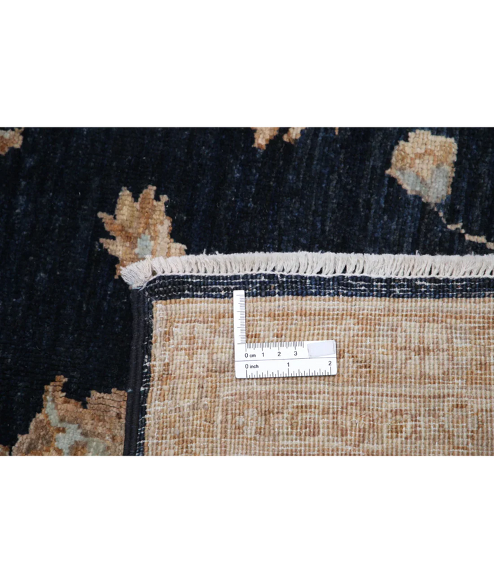 Black Afghan Ziegler Rug 8' 10" x 12' 10" Hand-Knotted detail