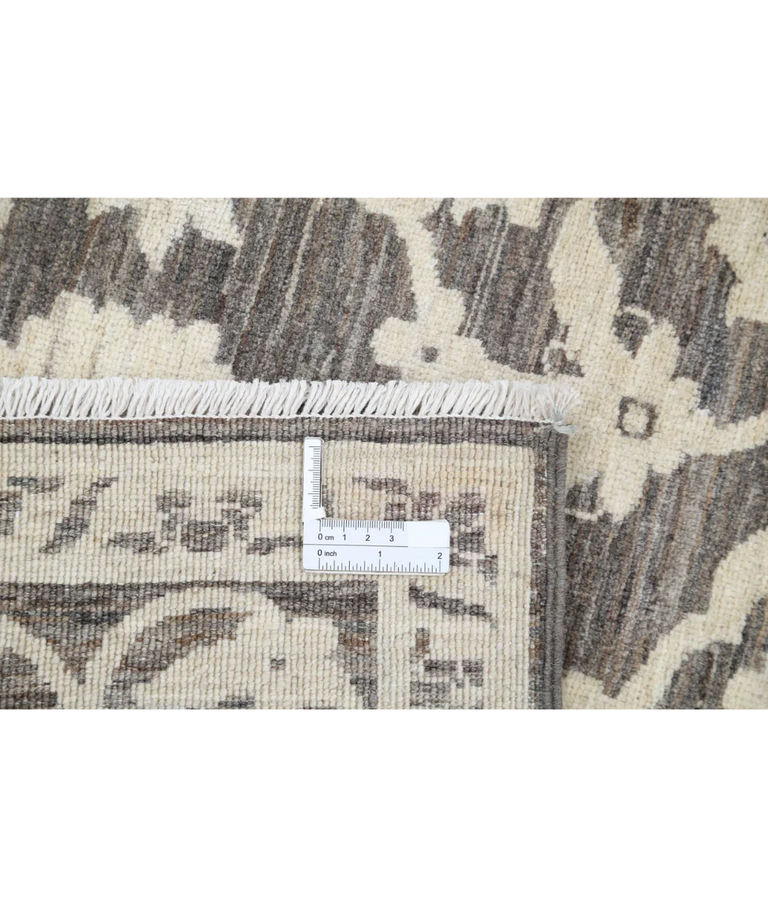 Brown Afghan Ziegler Rug 7'9" x 9'0" Hand-Knotted detail