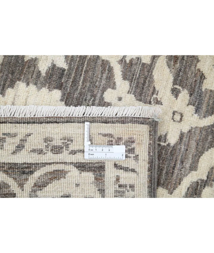 Brown Afghan Ziegler Rug 7'9" x 9'0" Hand-Knotted detail