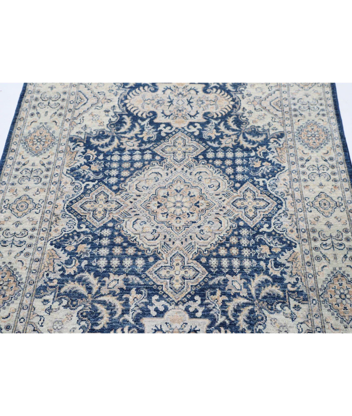 Blue Afghan Ziegler Rug 3' 11" x 6' 6" Hand-Knotted pattern