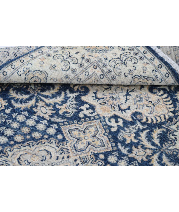 Blue Afghan Ziegler Rug 3' 11" x 6' 6" Hand-Knotted close-up