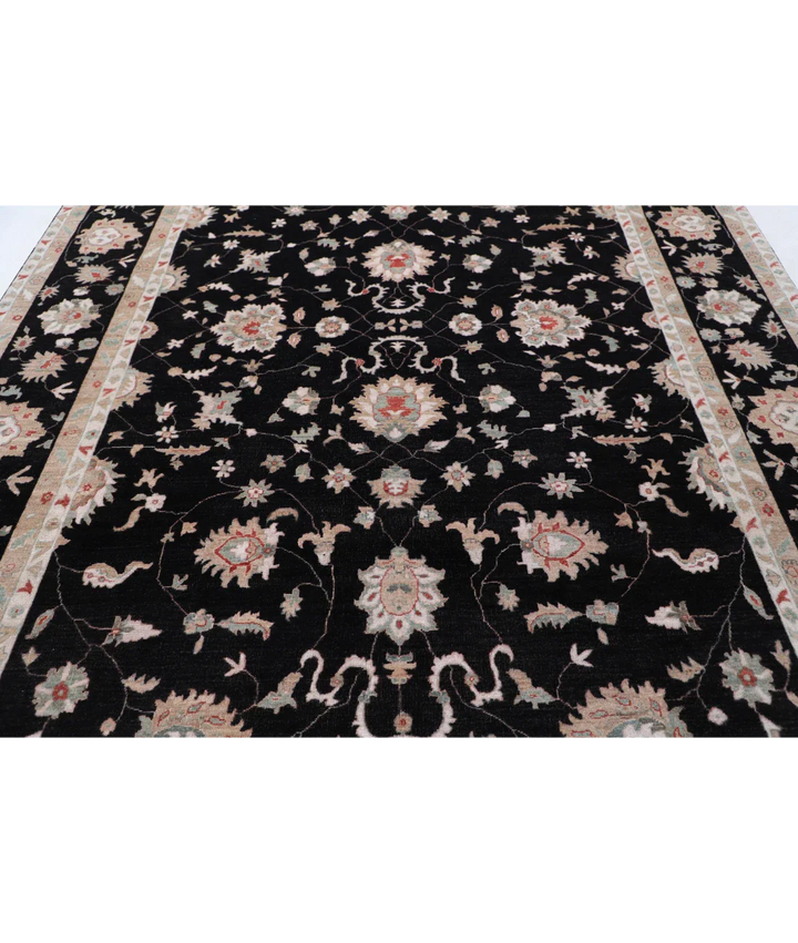 Black Afghan Ziegler Rug 8' 8" x 11' 9" Hand-Knotted border
