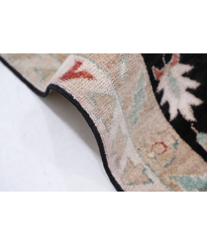 Black Afghan Ziegler Rug 8' 8" x 11' 9" Hand-Knotted pattern