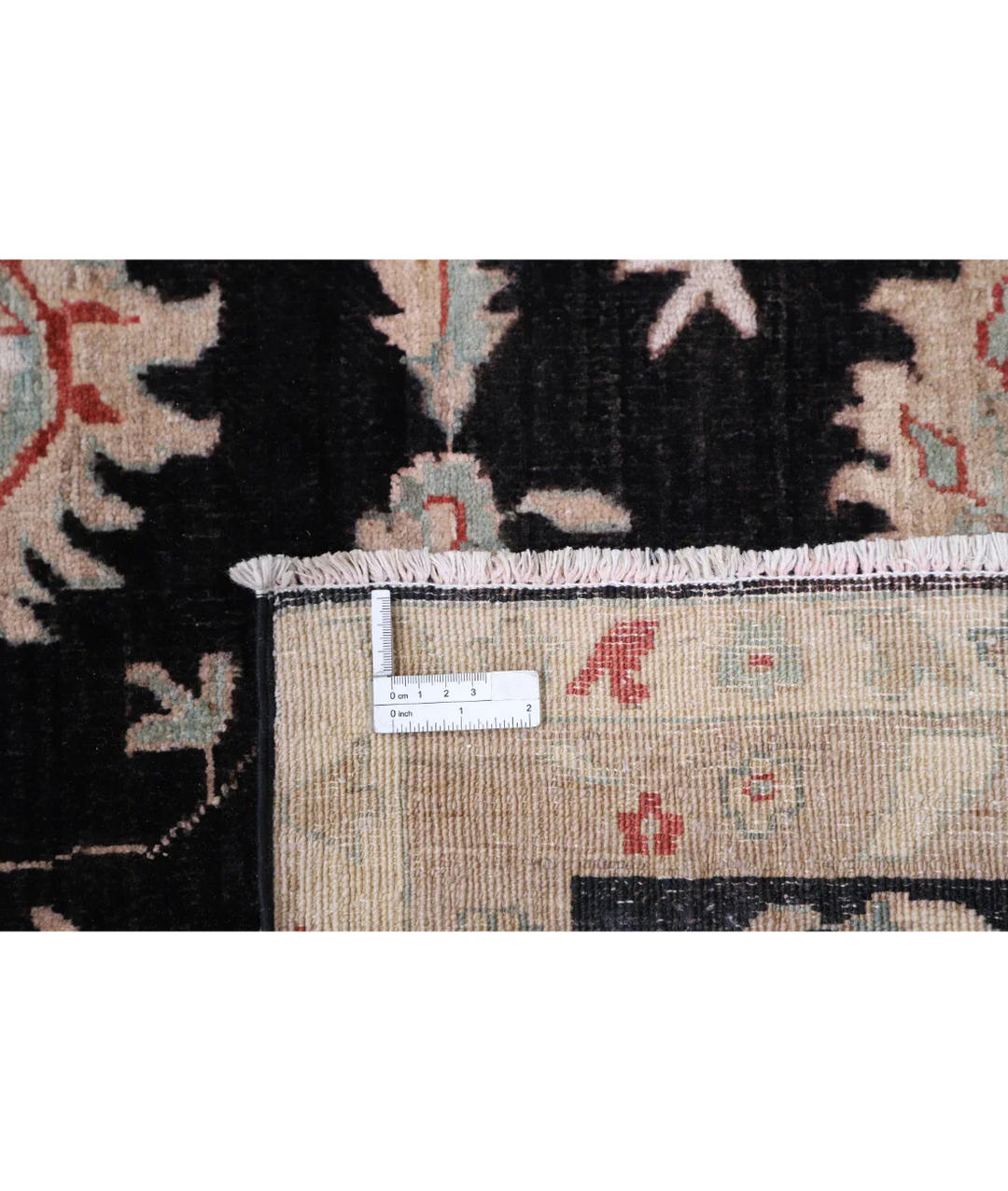 Black Afghan Ziegler Rug 8' 8" x 11' 9" Hand-Knotted detail