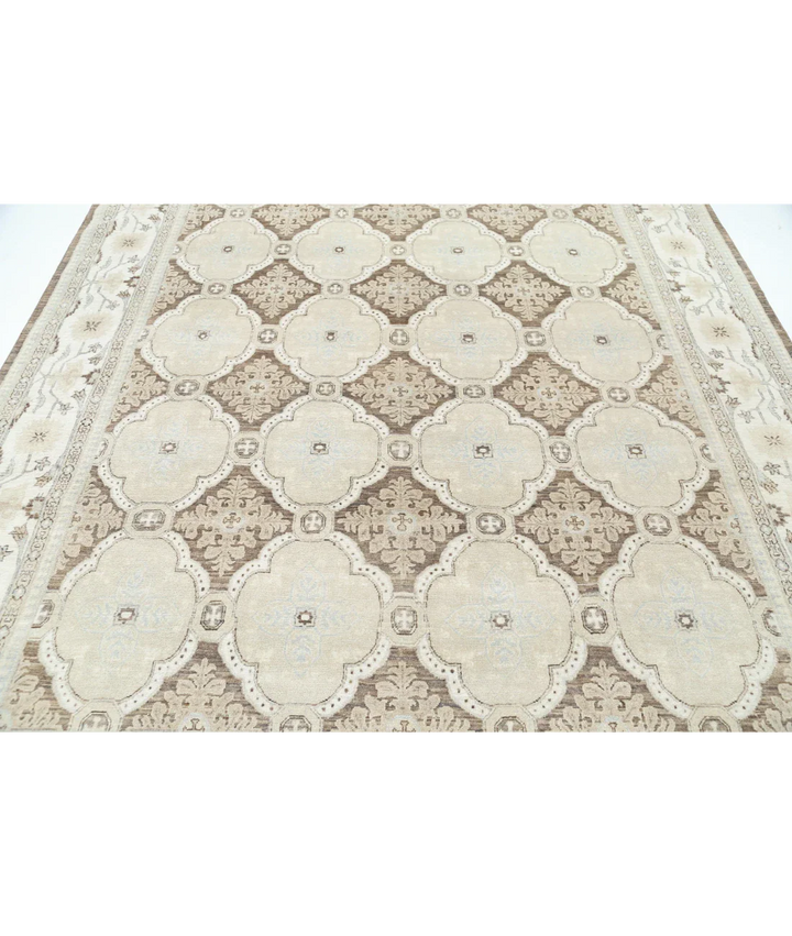 Ivory Afghan Ziegler Rug 8' 0" x 10' 9" Hand-Knotted field