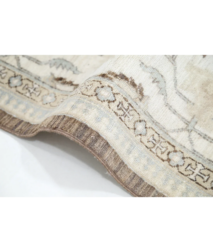 Ivory Afghan Ziegler Rug 8' 0" x 10' 9" Hand-Knotted pattern