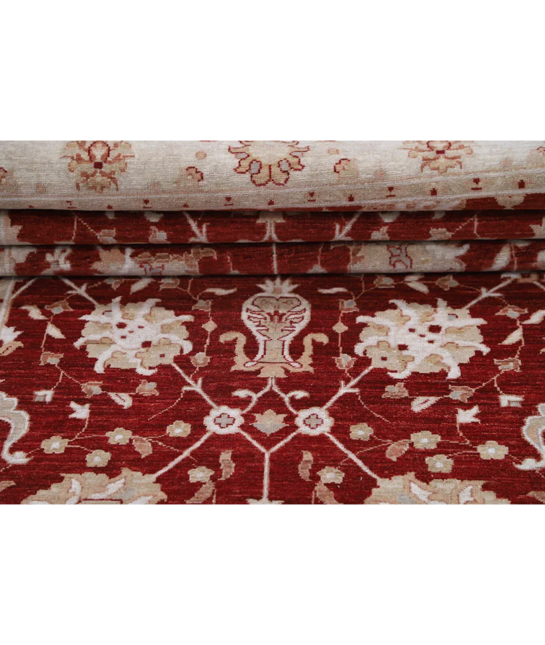 Red Afghan Ziegler Rug 4' 2" x 12' 7" Hand-Knotted view
