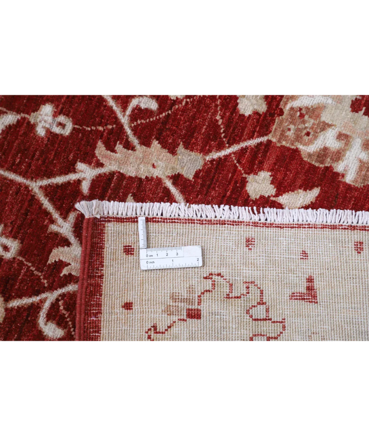 Red Afghan Ziegler Rug 4' 2" x 12' 7" Hand-Knotted detail
