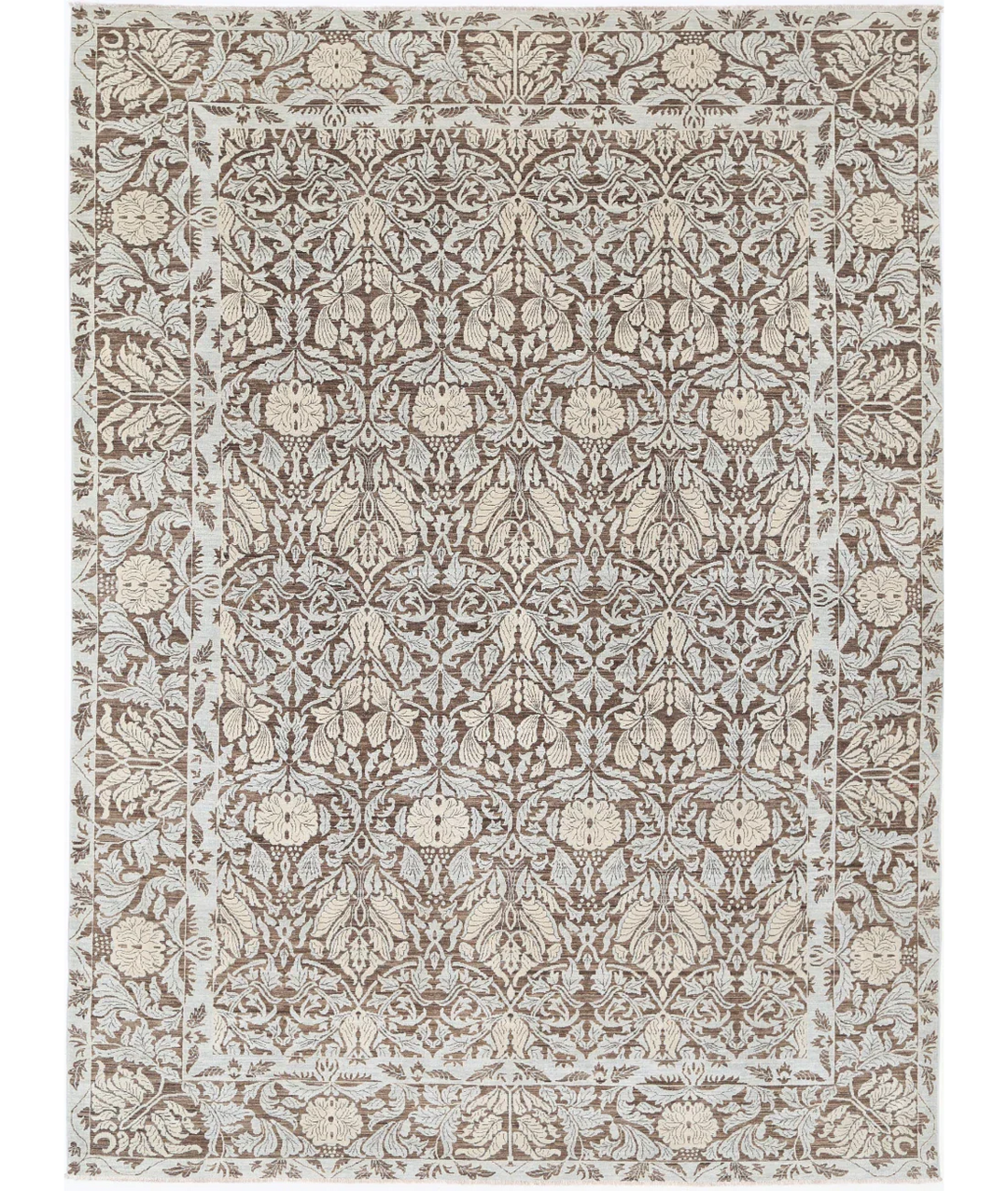 Brown Afghan Ziegler Rug 8' 11" x 12' 3" Hand-Knotted