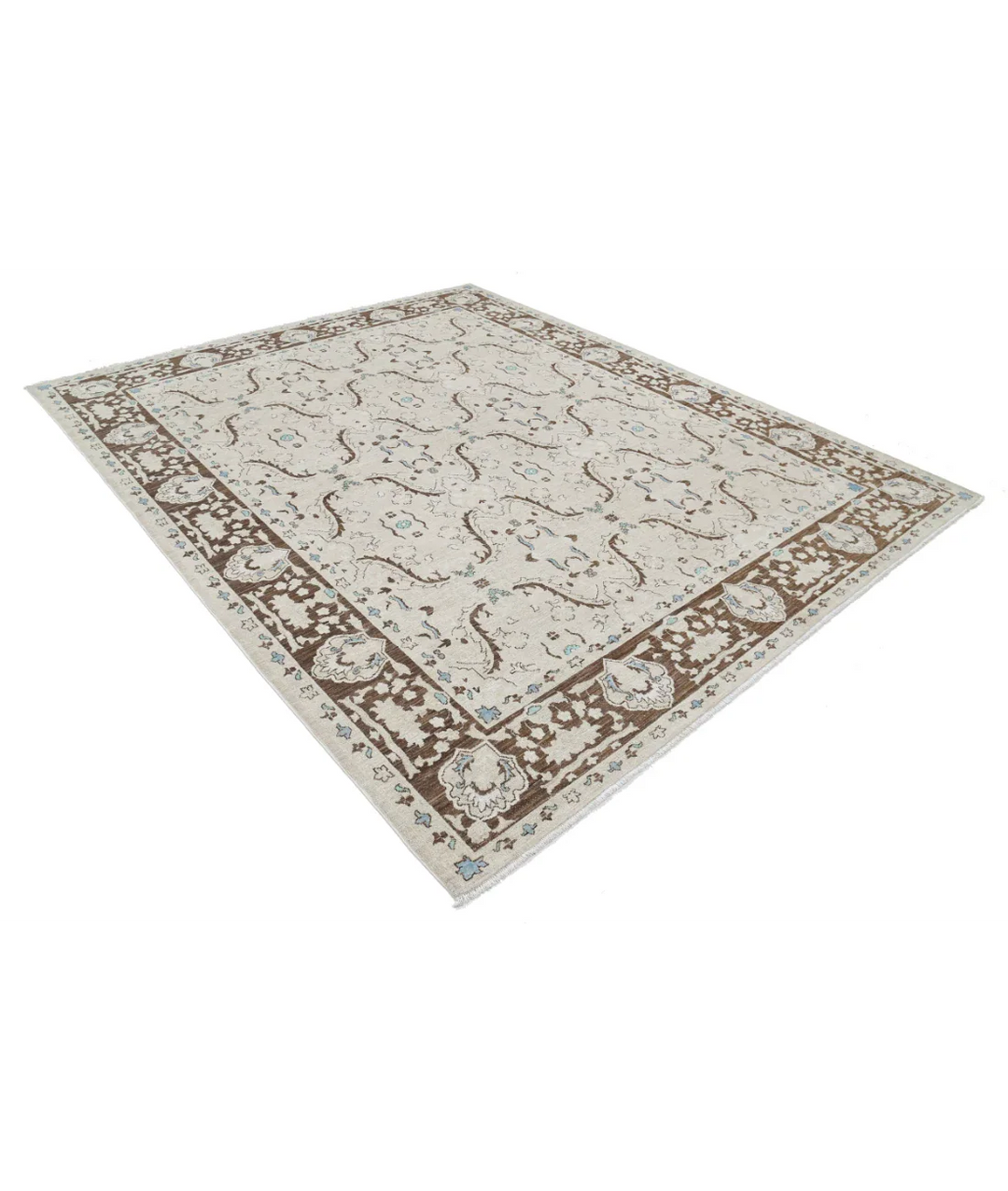 Ivory Afghan Ziegler Rug 7' 10" x 9' 7" Hand-Knotted field