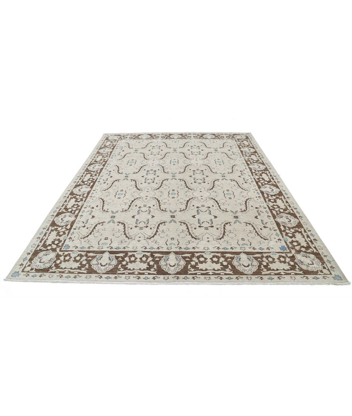 Ivory Afghan Ziegler Rug 7' 10" x 9' 7" Hand-Knotted pattern
