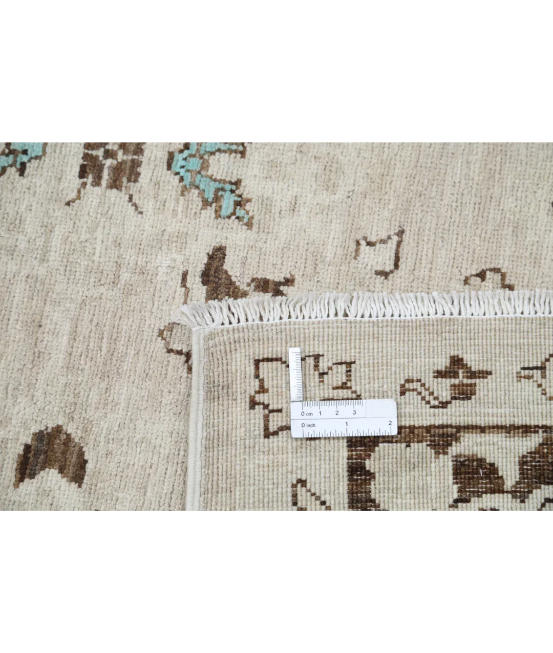 Ivory Afghan Ziegler Rug 7' 10" x 9' 7" Hand-Knotted detail