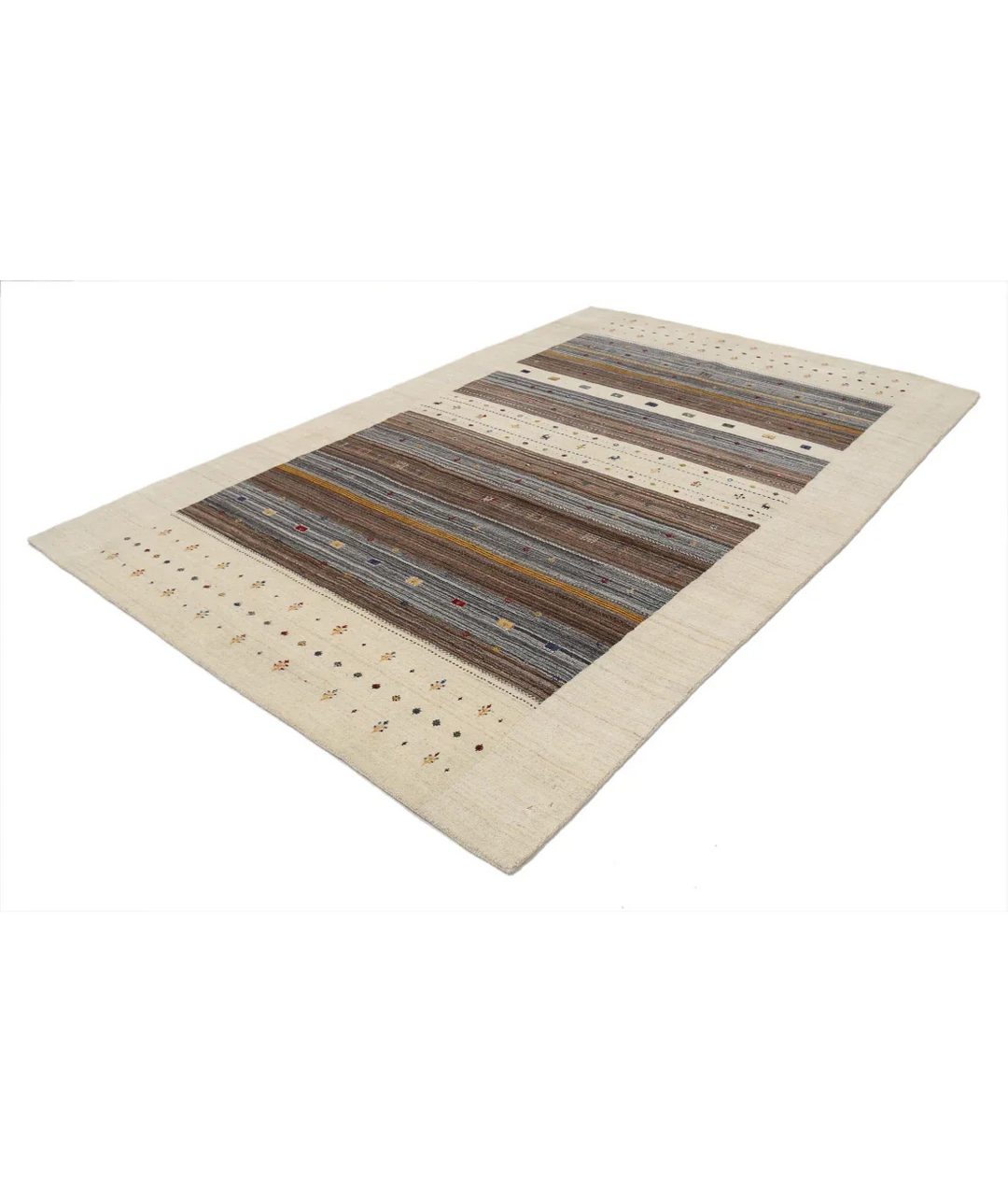 Ivory Indian Lori Rug 6' 5" x 9' 8" Hand-Knotted field