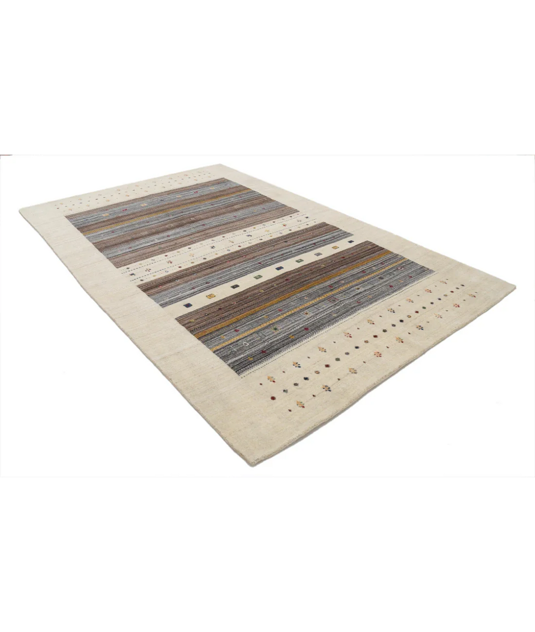 Ivory Indian Lori Rug 6' 5" x 9' 8" Hand-Knotted border