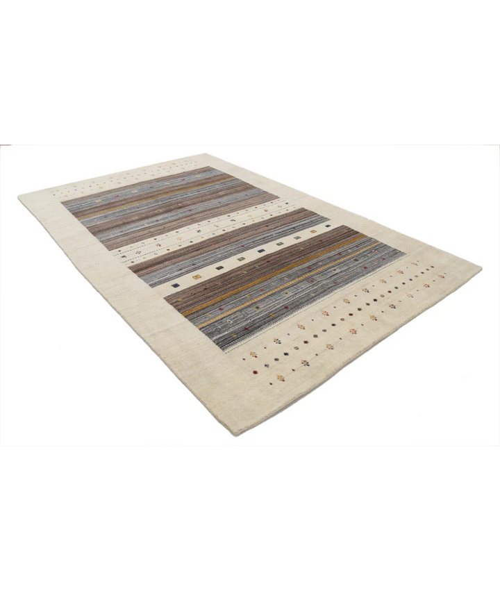 Ivory Indian Lori Rug 6' 5" x 9' 8" Hand-Knotted border