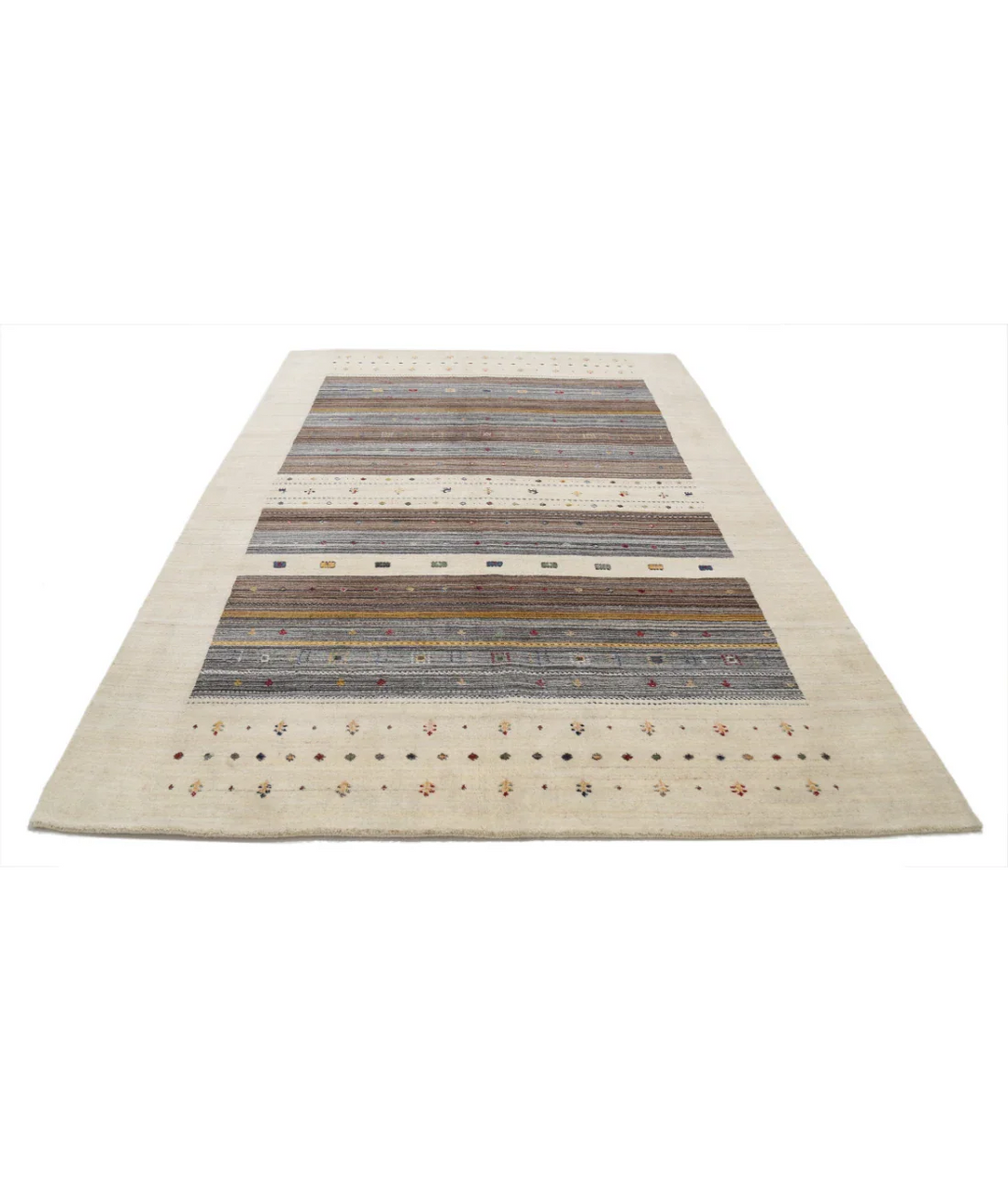 Ivory Indian Lori Rug 6' 5" x 9' 8" Hand-Knotted pattern