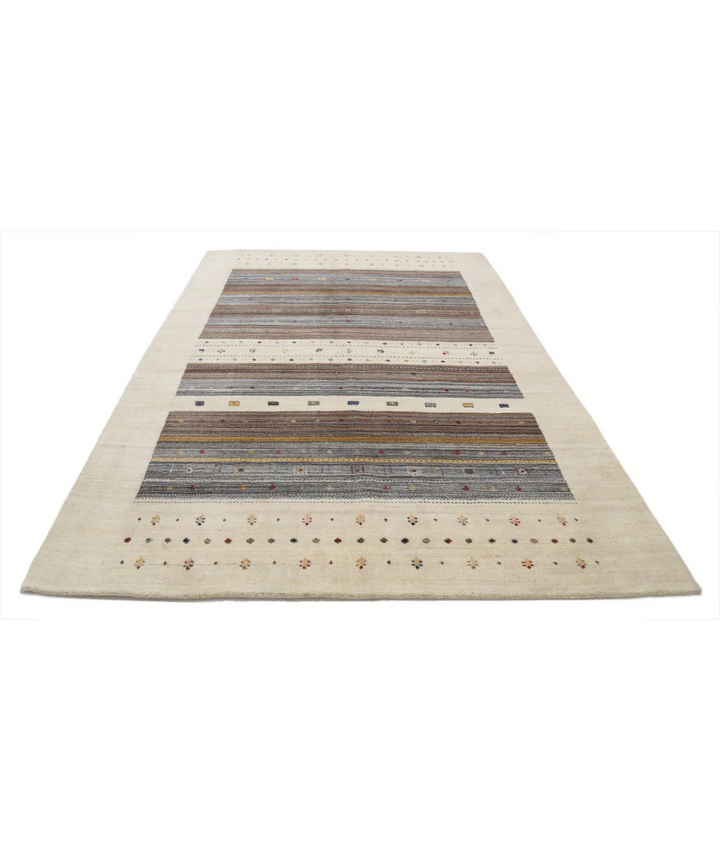 Ivory Indian Lori Rug 6' 5" x 9' 8" Hand-Knotted pattern