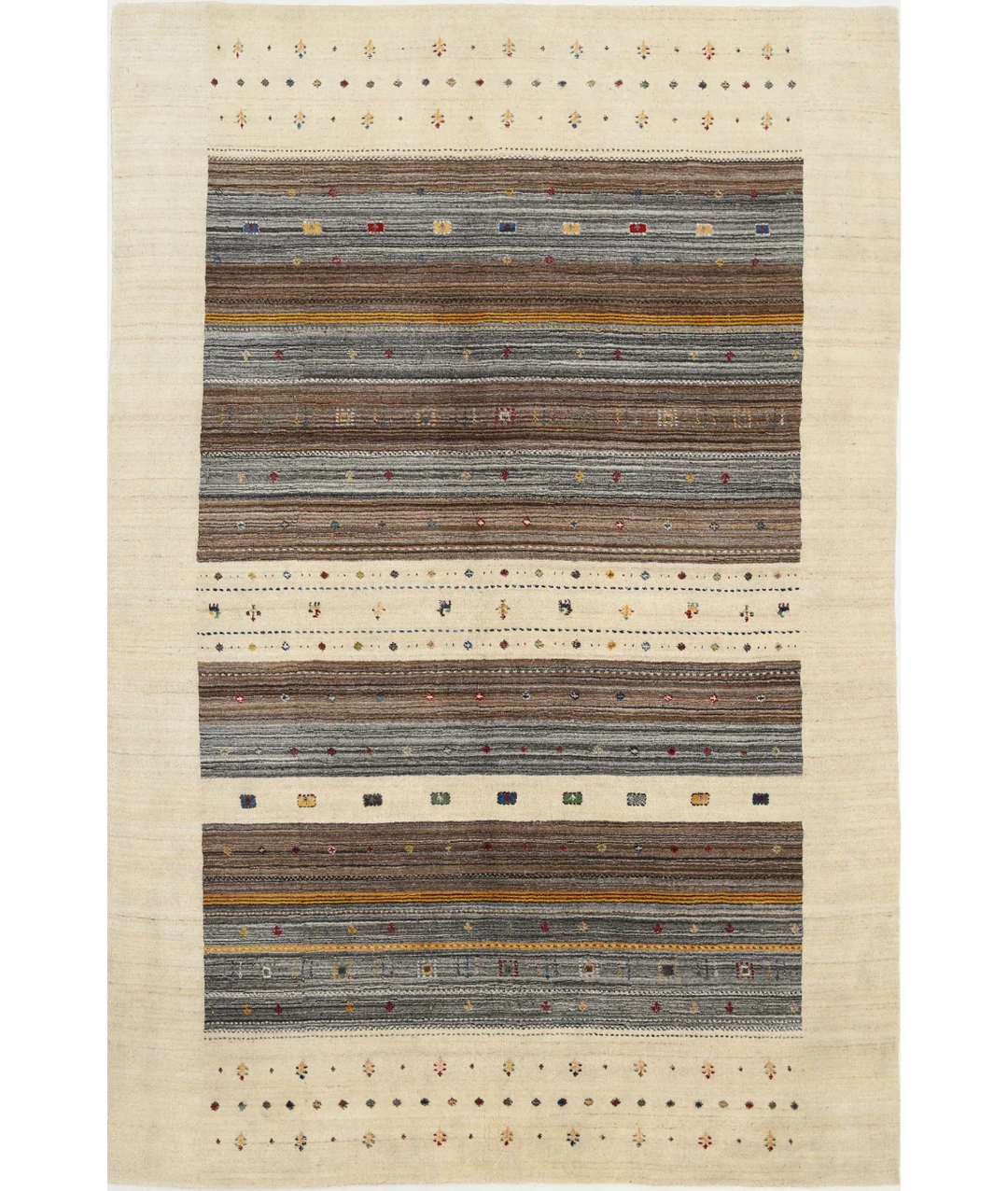 Ivory Indian Lori Rug 6' 5" x 9' 8" Hand-Knotted