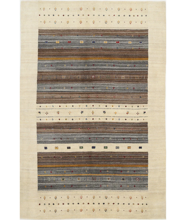 Ivory Indian Lori Rug 6' 5" x 9' 8" Hand-Knotted