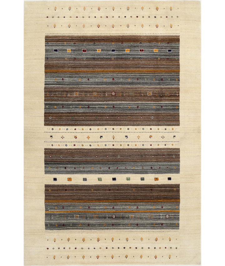 Ivory Indian Oriental Rug 6' 7" x 9' 9" Hand-Knotted