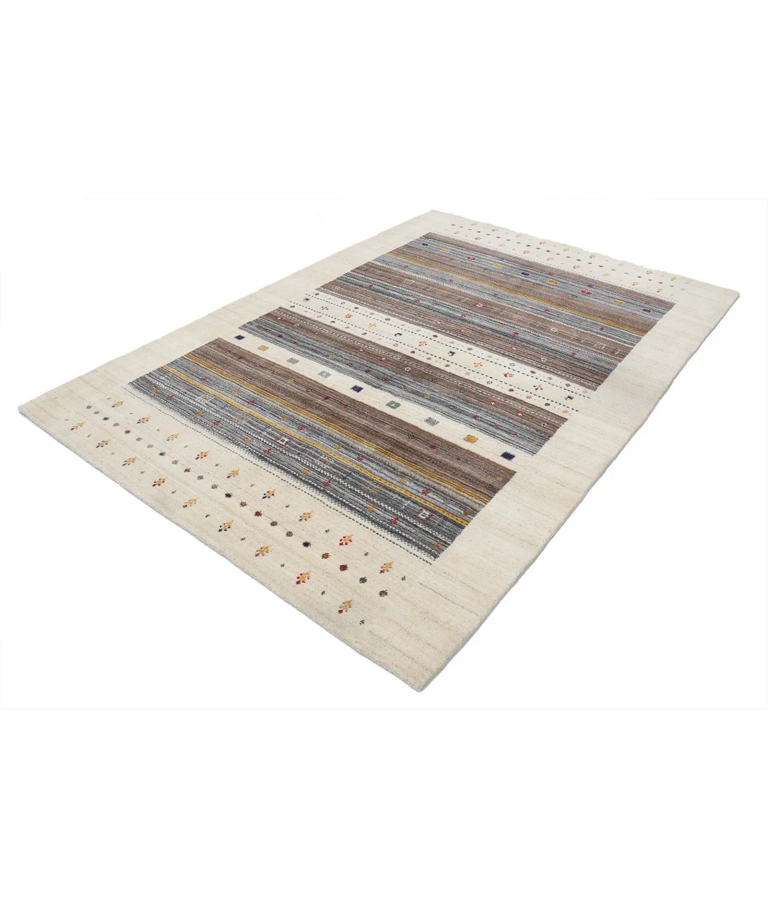 Ivory Indian Lori Rug 5' 8" x 7' 10" Hand-Knotted field