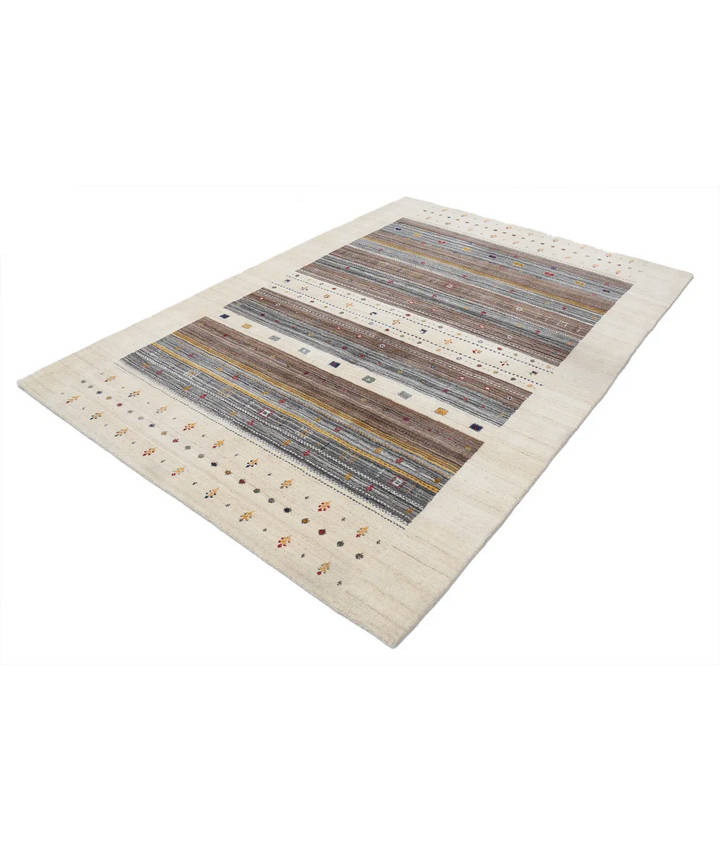 Ivory Indian Lori Rug 5' 8" x 7' 10" Hand-Knotted field