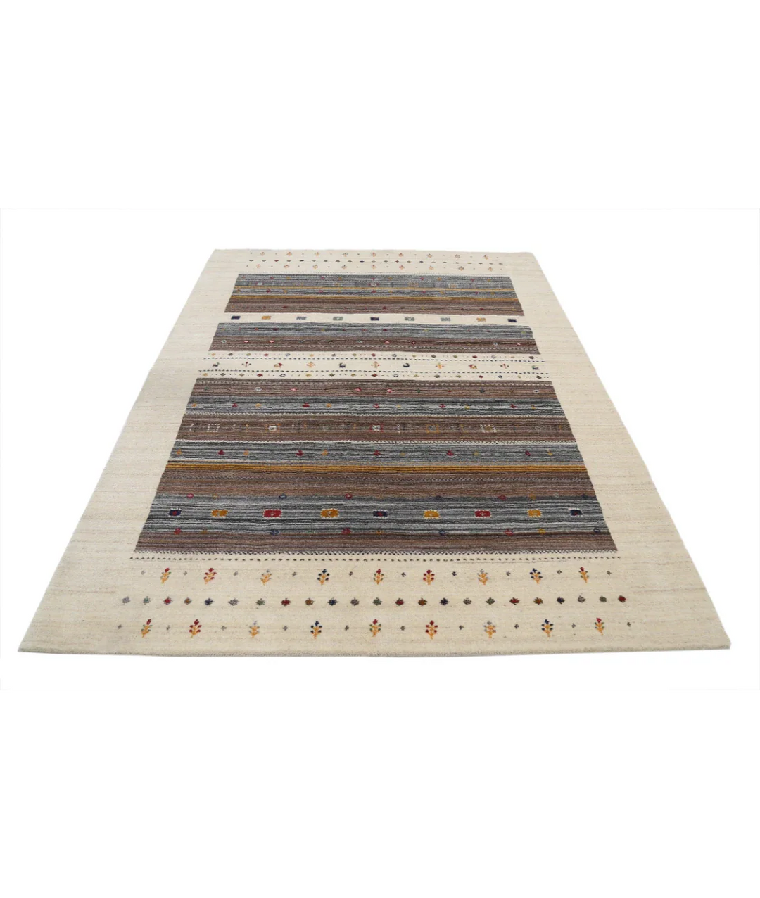 Ivory Indian Lori Rug 5' 8" x 7' 10" Hand-Knotted pattern