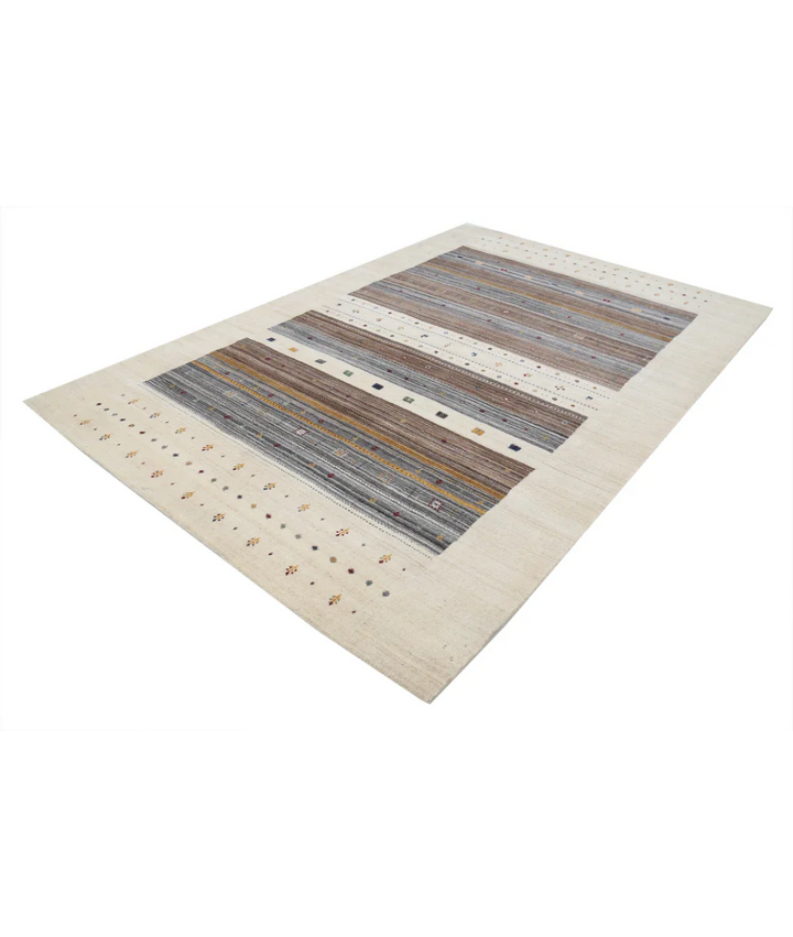 Ivory Indian Lori Rug 6' 8" x 9' 10" Hand-Knotted field
