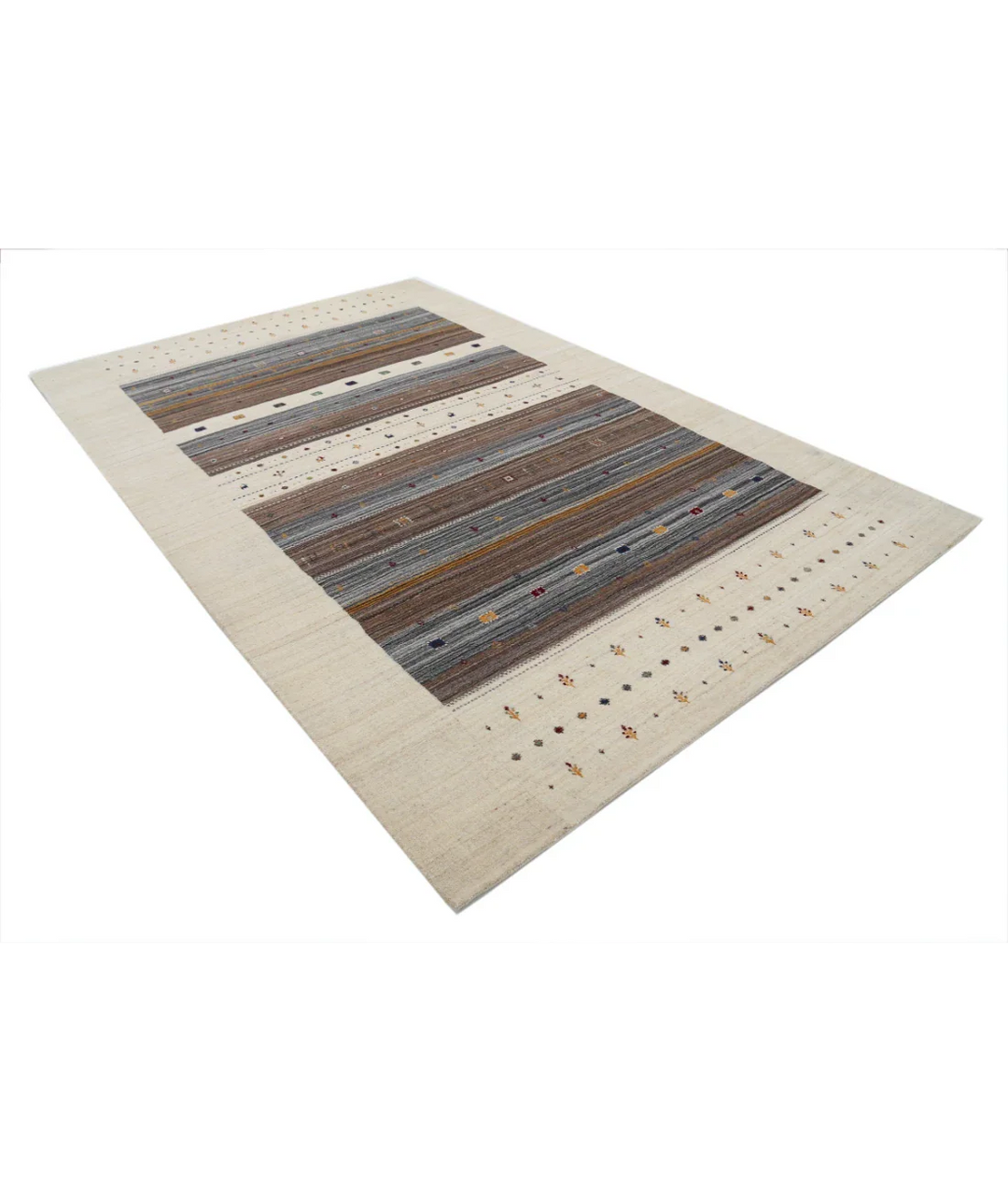 Ivory Indian Lori Rug 6' 8" x 9' 10" Hand-Knotted border