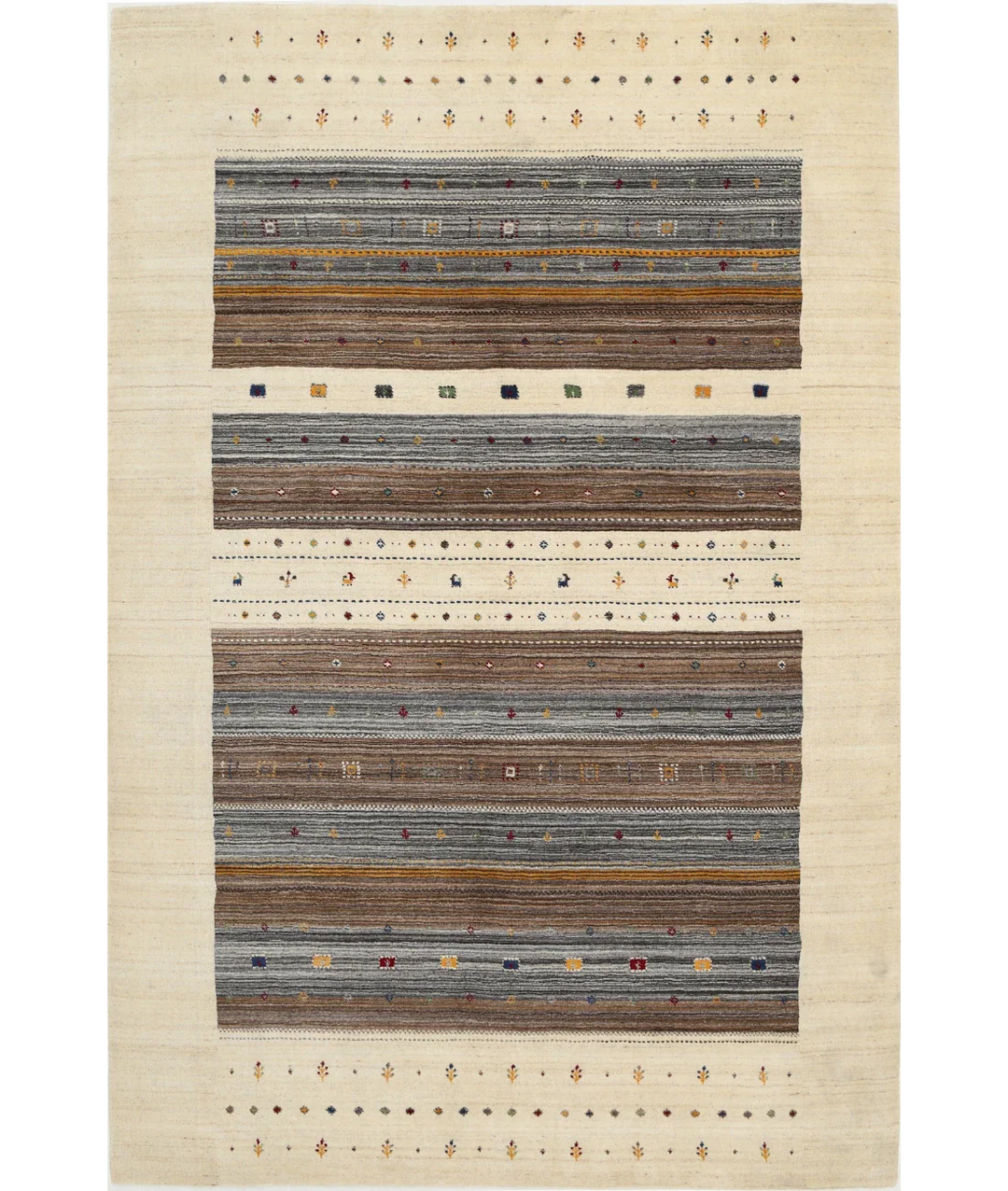 Ivory Indian Lori Rug 6' 8" x 9' 10" Hand-Knotted