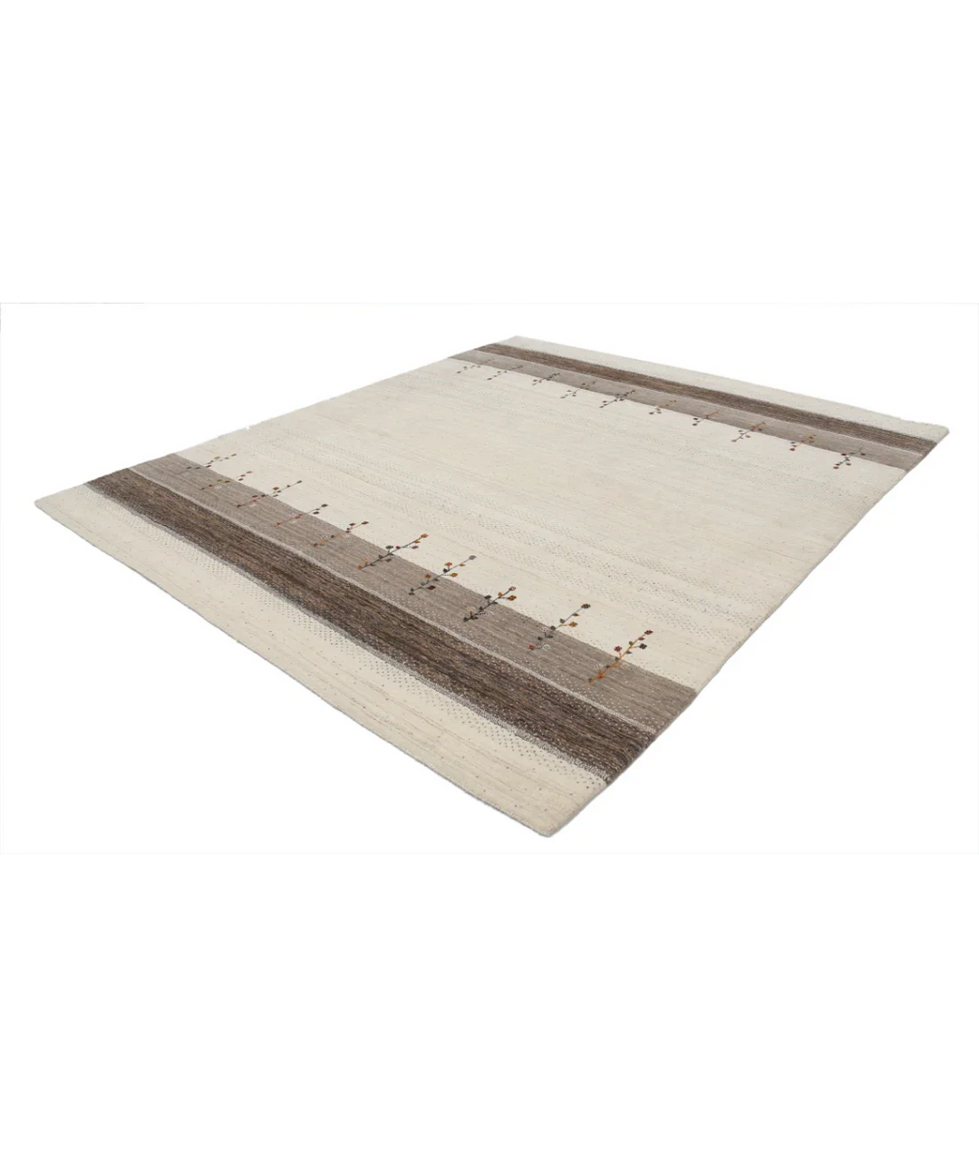 Ivory Indian Oriental Rug 8' 2" x 9' 8" Hand-Knotted field