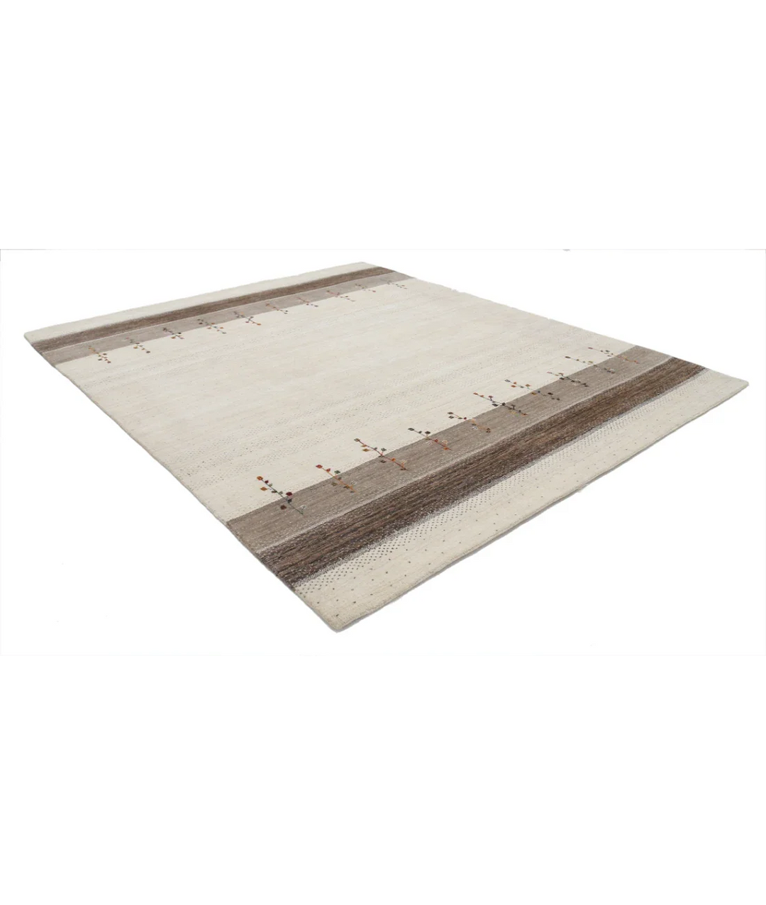 Ivory Indian Oriental Rug 8' 2" x 9' 8" Hand-Knotted border