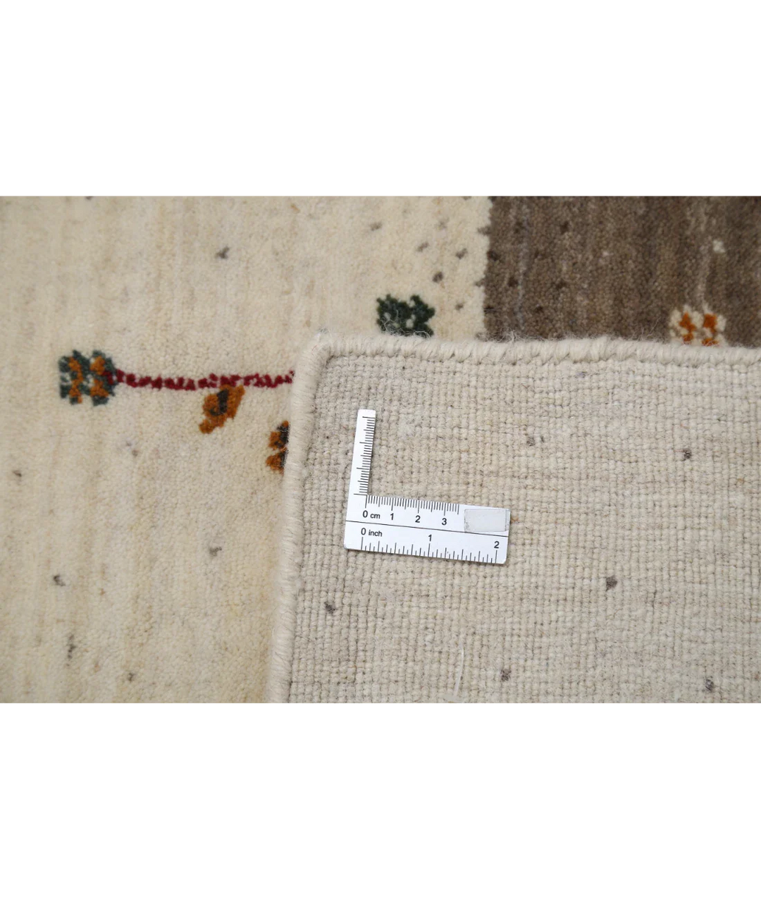 Ivory Indian Oriental Rug 8' 2" x 9' 8" Hand-Knotted detail