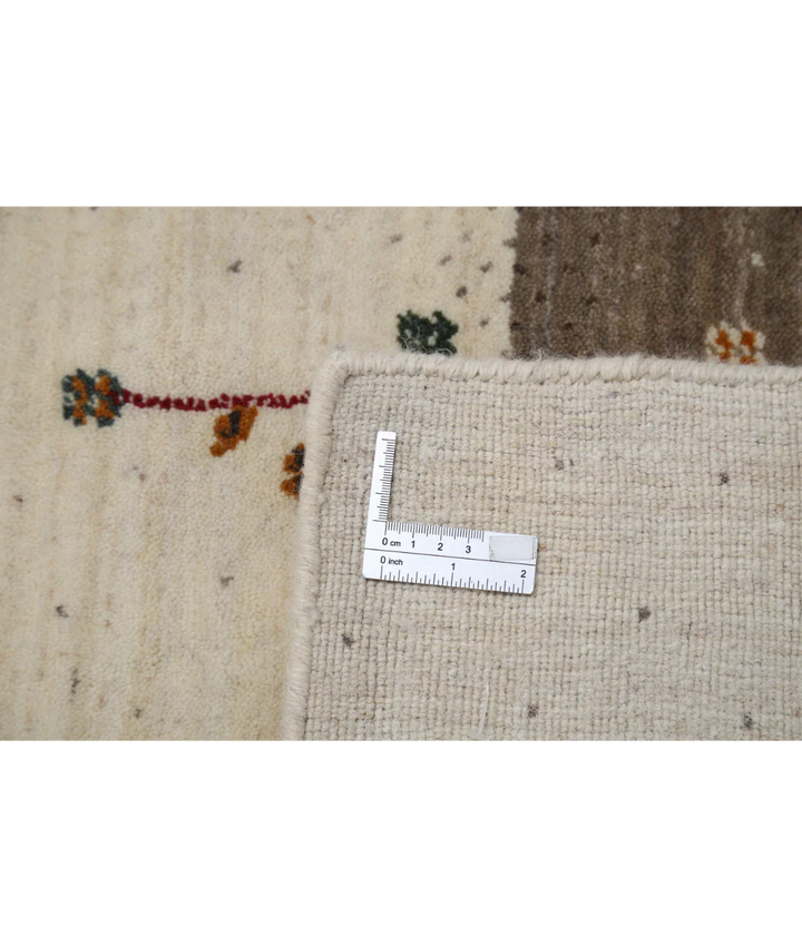Ivory Indian Oriental Rug 8' 2" x 9' 8" Hand-Knotted detail