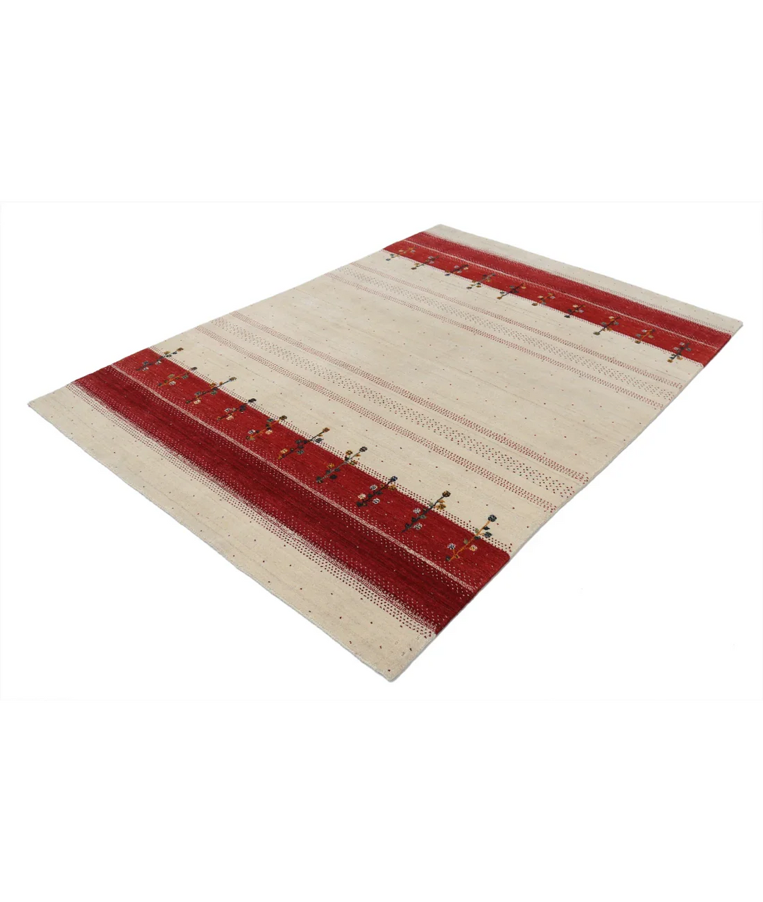 Ivory Afghan Oriental Rug 5' 3" x 7' 5" Hand-Knotted field