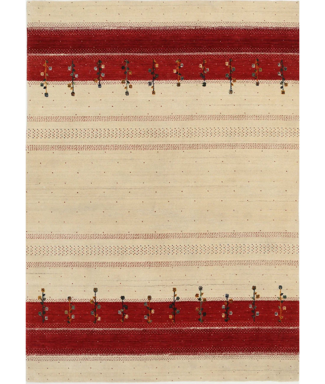 Ivory Indian Oriental Rug 5' 3" x 7' 5" Hand-Knotted