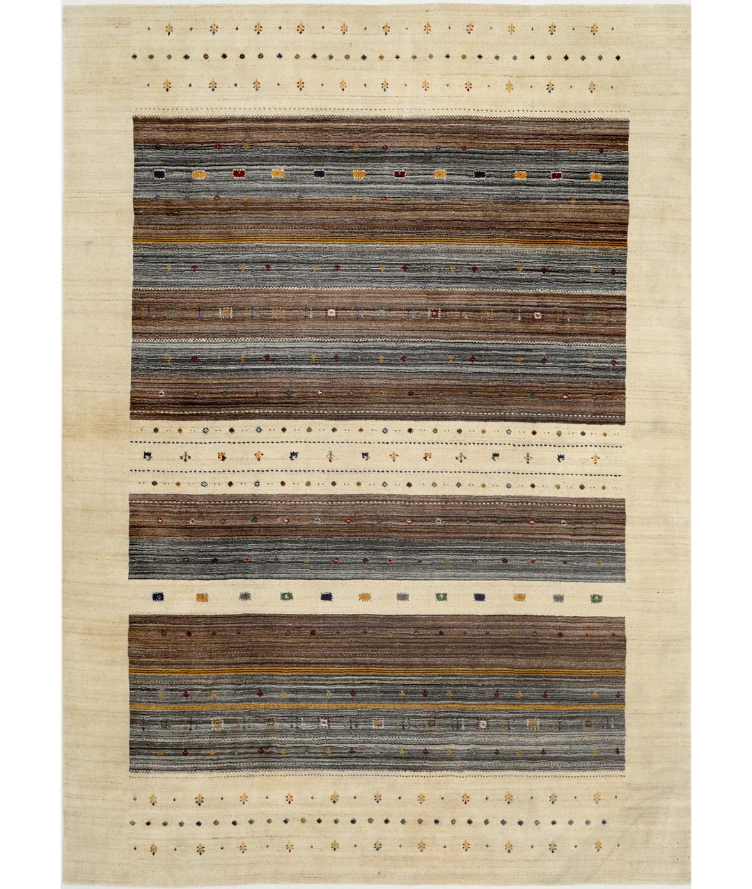 Ivory Indian Oriental Rug 6' 8" x 9' 9" Hand-Knotted