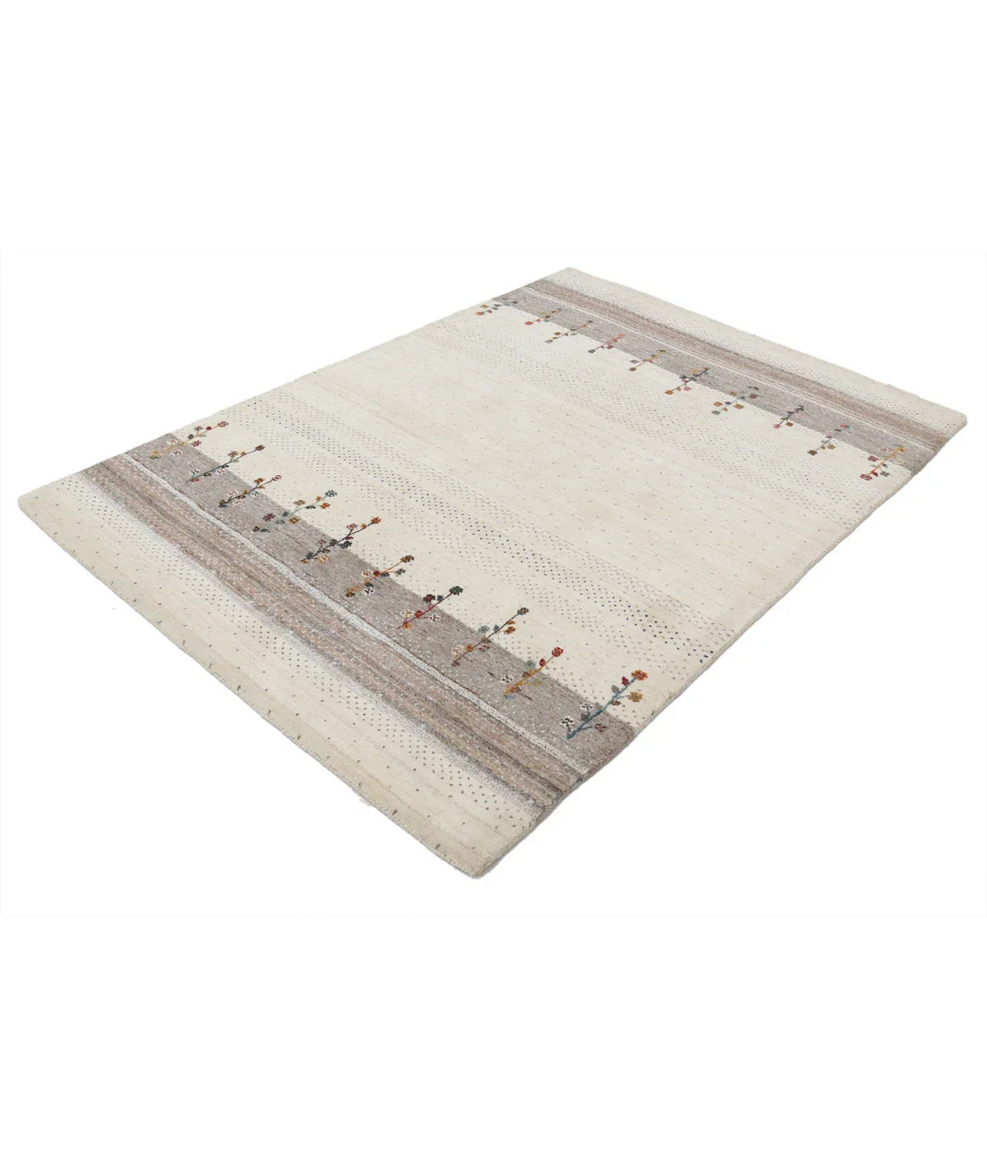 Ivory Indian Lori Rug 4' 7" x 6' 5" Hand-Knotted field
