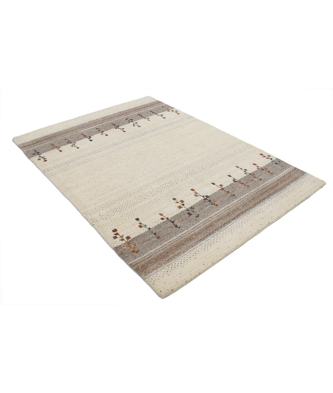 Ivory Indian Lori Rug 4' 7" x 6' 5" Hand-Knotted border
