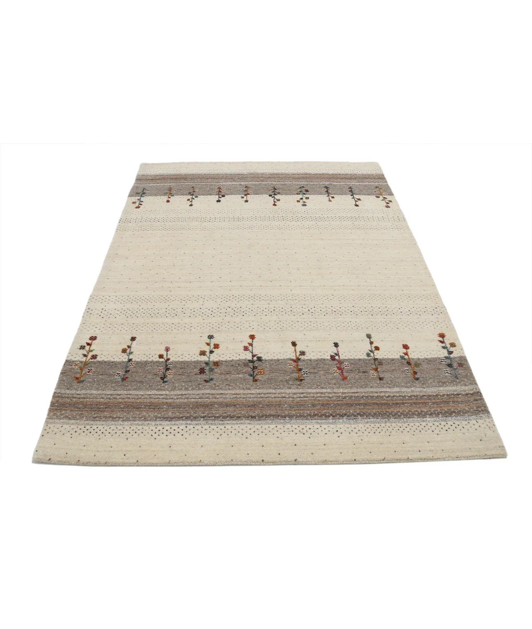 Ivory Indian Lori Rug 4' 7" x 6' 5" Hand-Knotted pattern