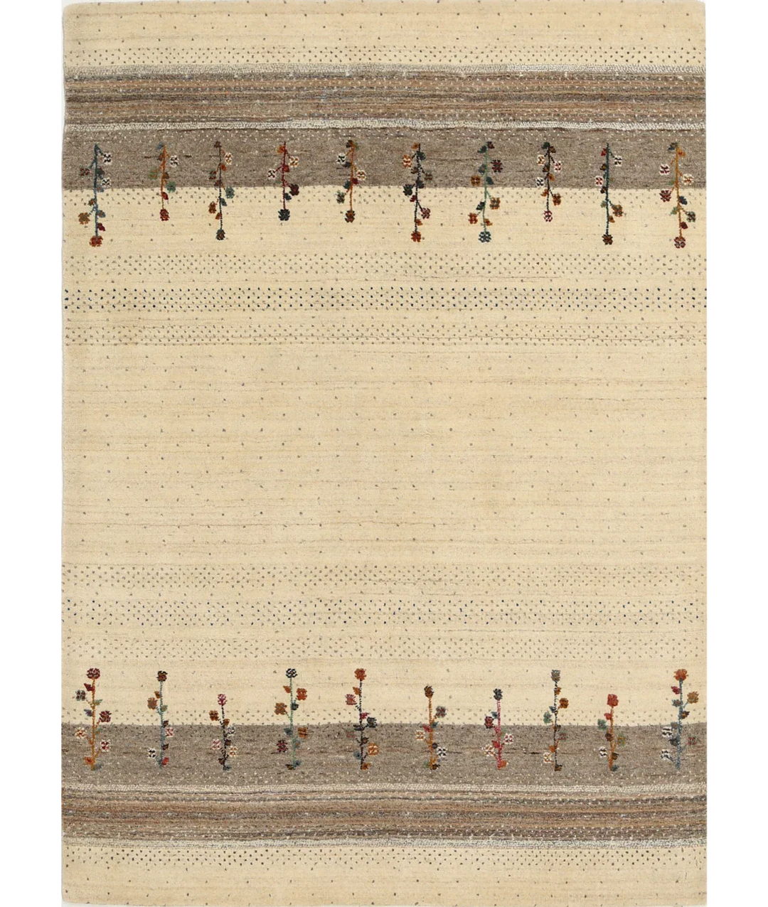 Ivory Indian Lori Rug 4' 7" x 6' 5" Hand-Knotted