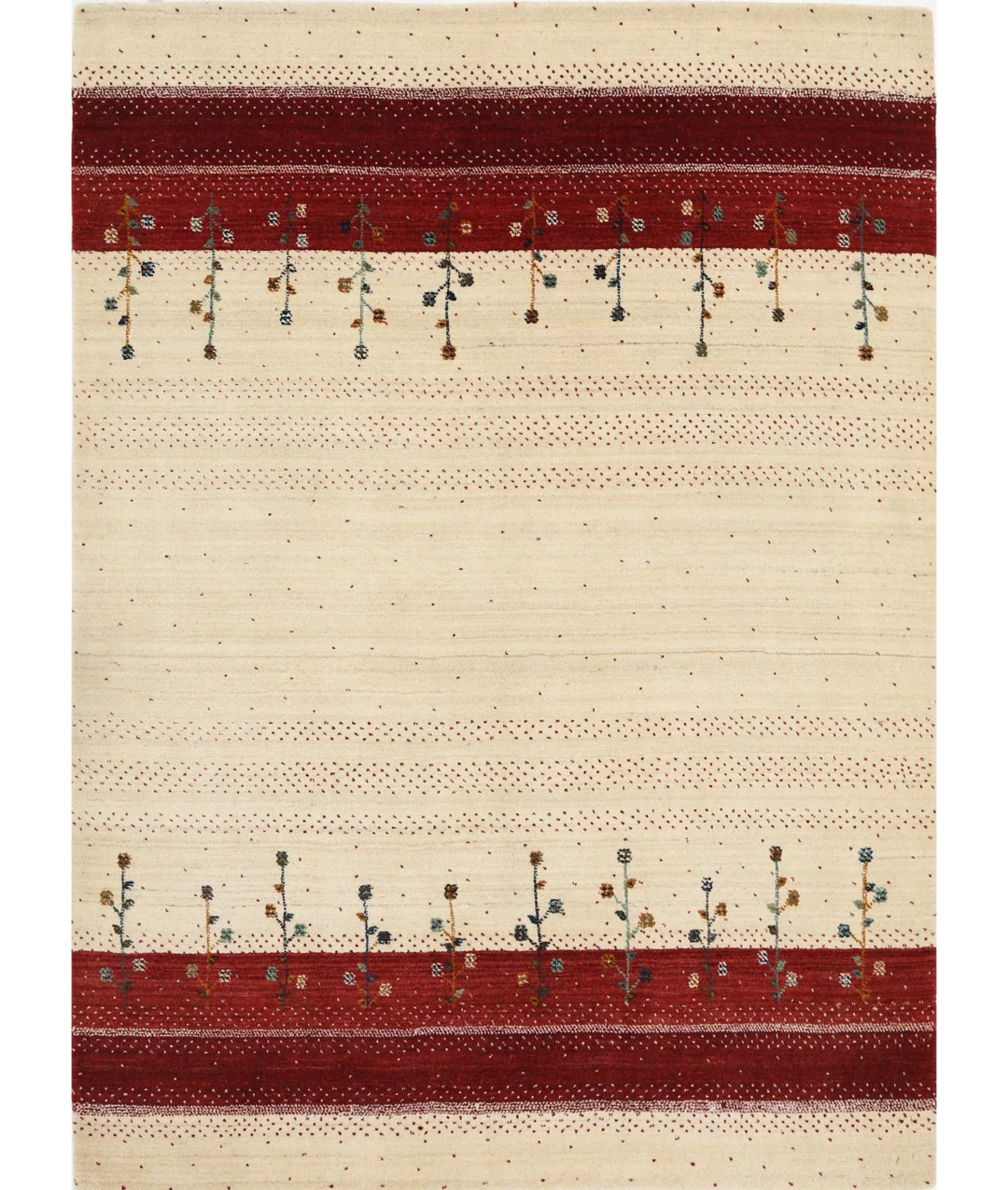 Ivory Indian Lori Rug 4' 8" x 6' 6" Hand-Knotted