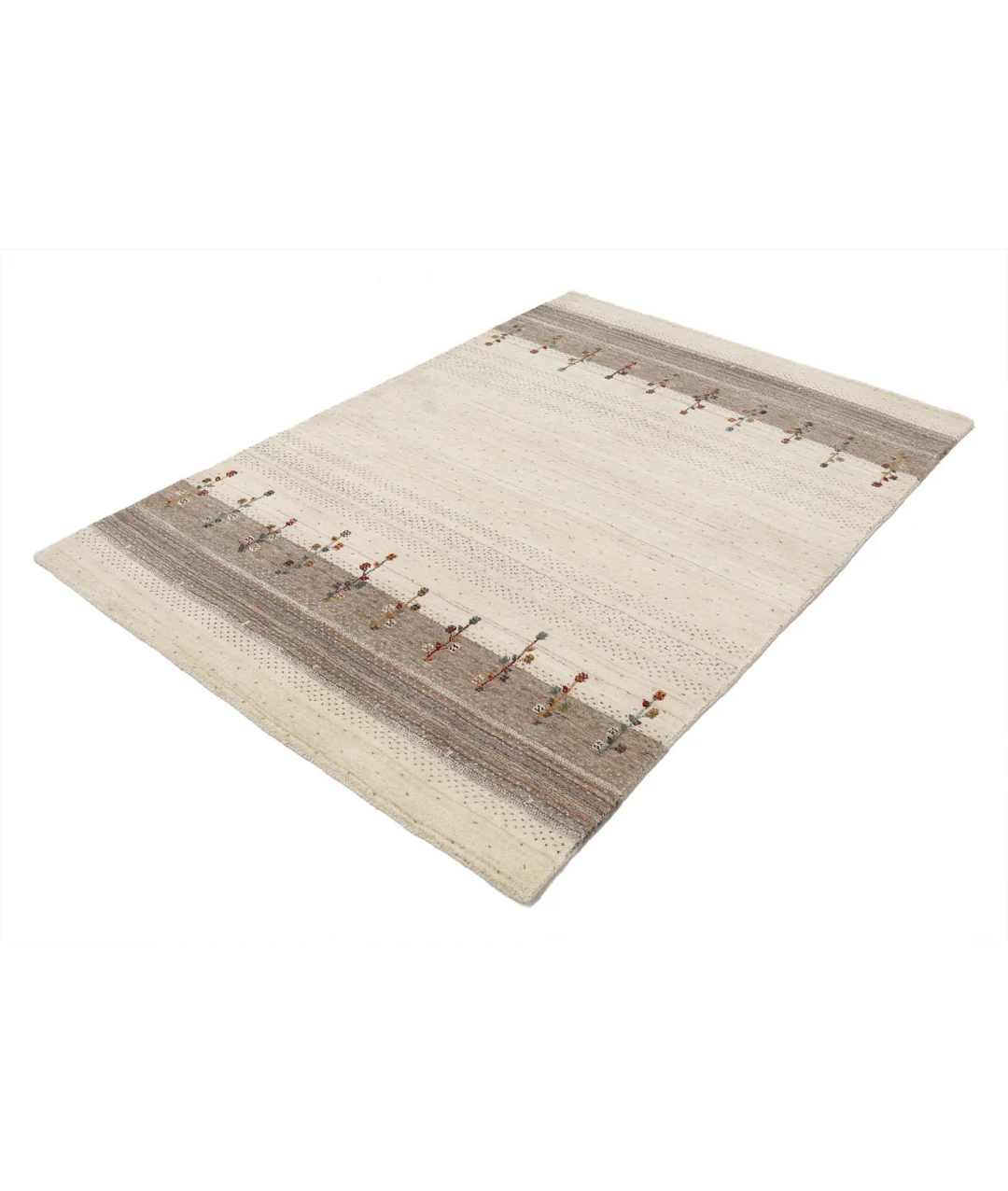 Ivory Indian Lori Rug 4' 6" x 6' 3" Hand-Knotted field