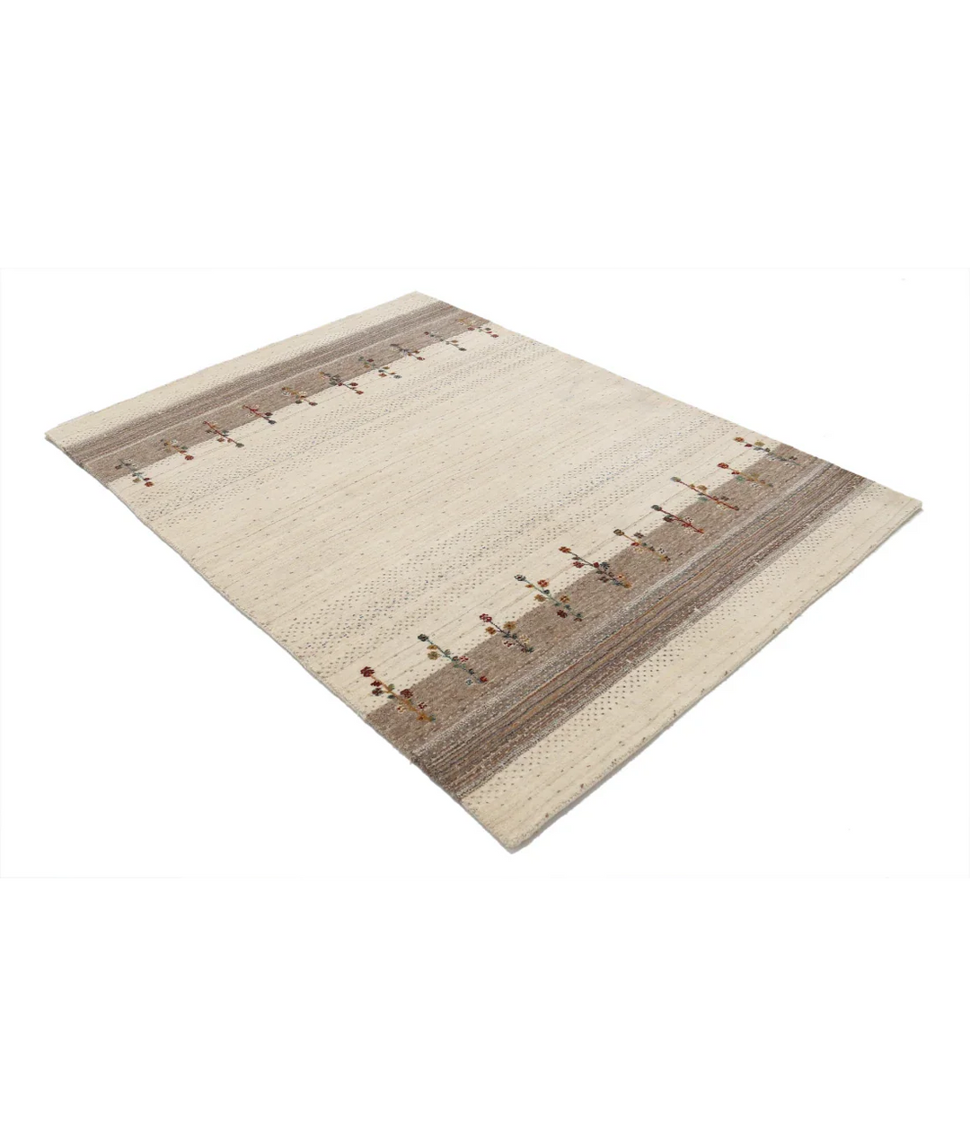 Ivory Indian Lori Rug 4' 6" x 6' 3" Hand-Knotted border