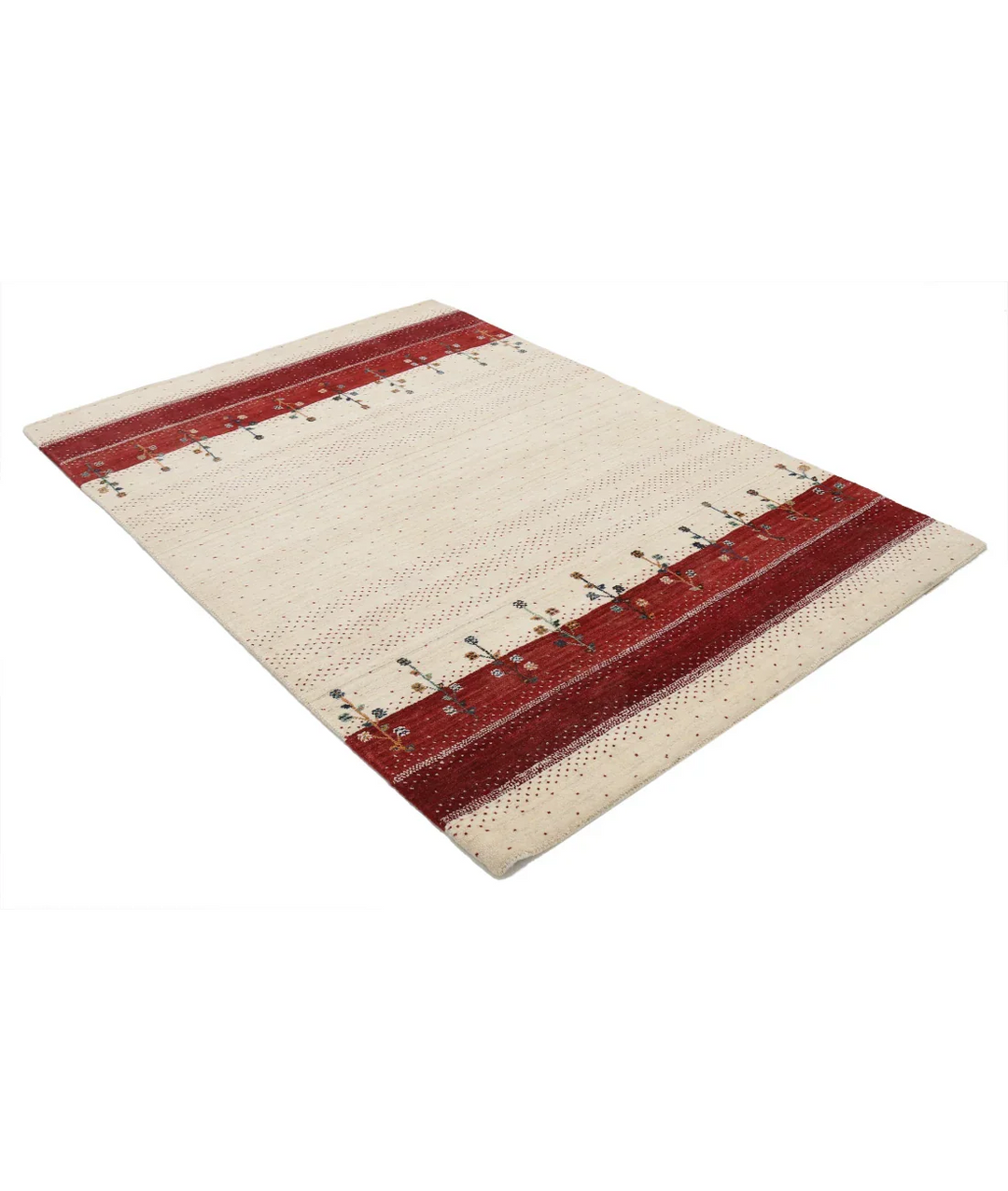 Ivory Indian Oriental Rug 4' 6" x 6' 6" Hand-Knotted border